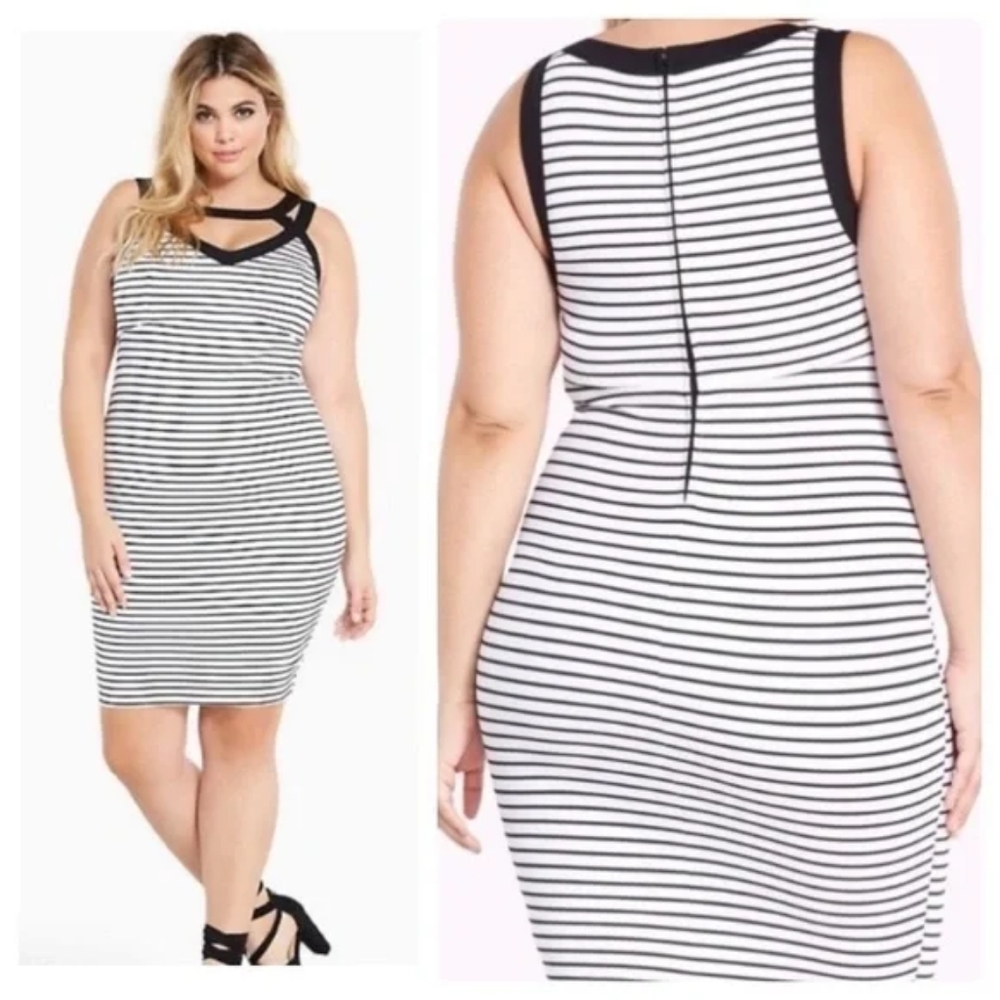 Black and White Striped Bodycon Dress, Torrid